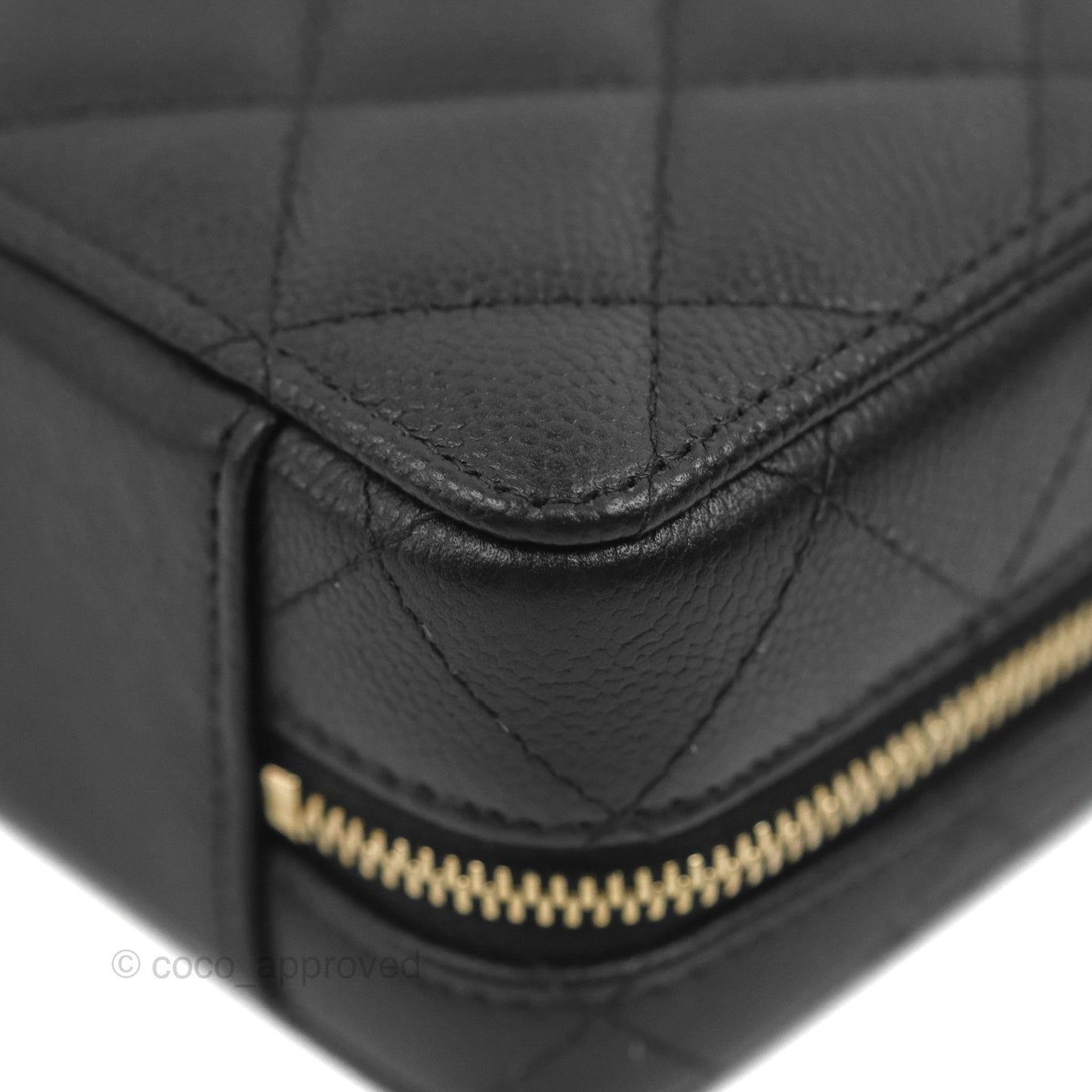Chanel Vanity Handle With Chain Black Caviar Gold Hardware 22P
