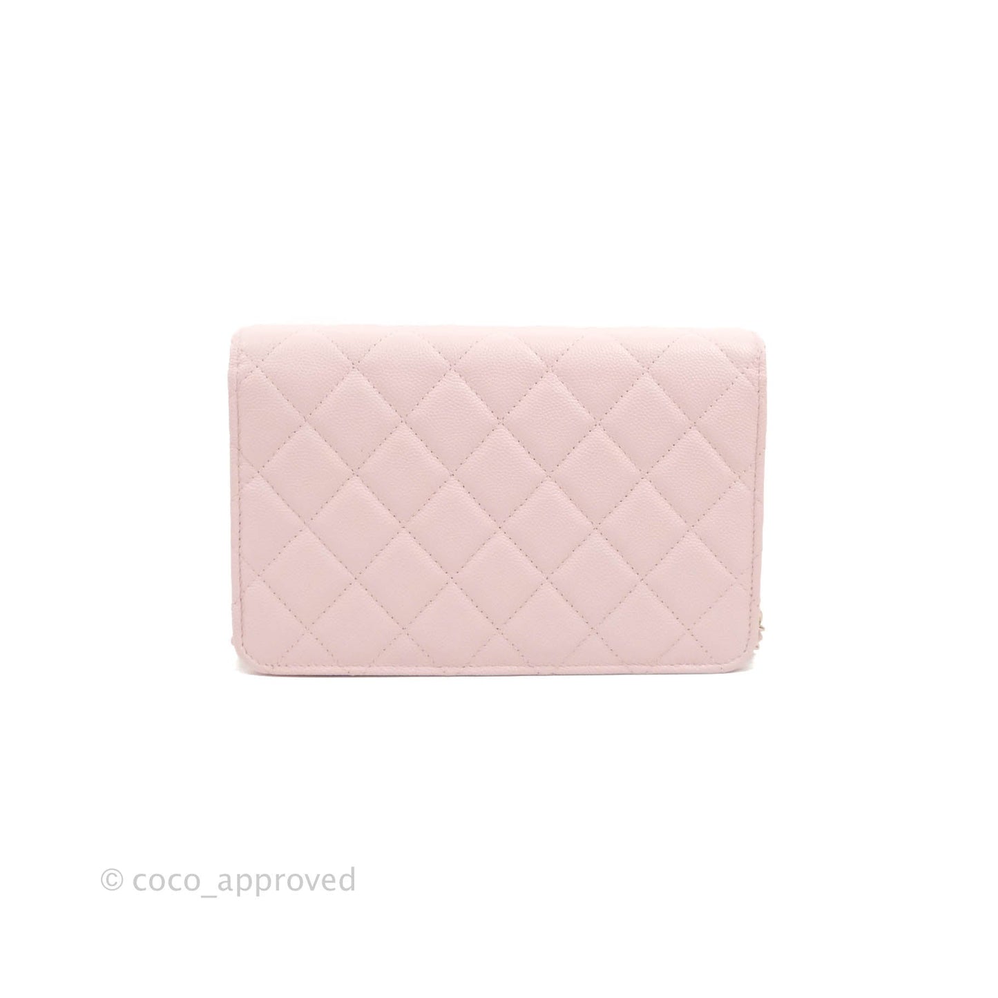 Chanel Quilted Wallet on Chain WOC Crystal Braided CC Light Pink Caviar Gold Hardware