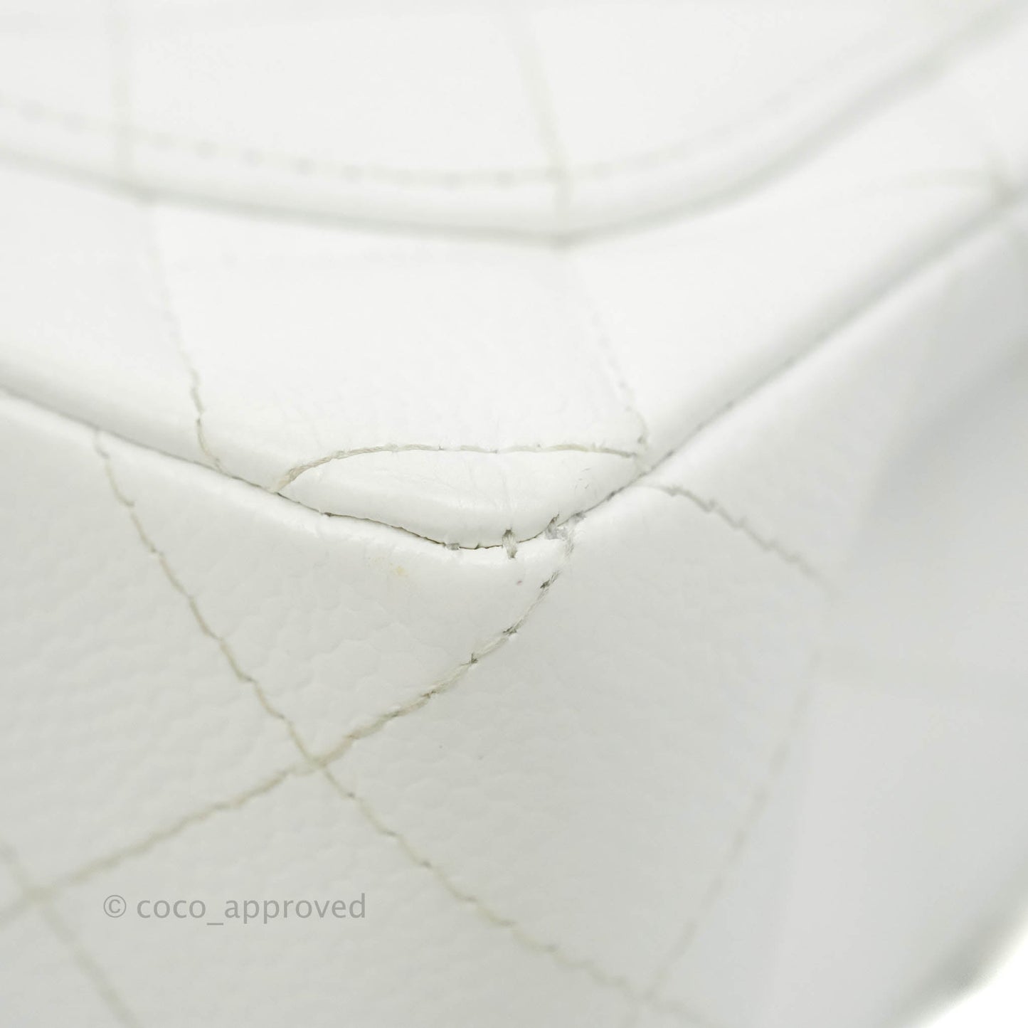 Chanel Quilted Vintage Mini Square Flap White Caviar Silver Hardware