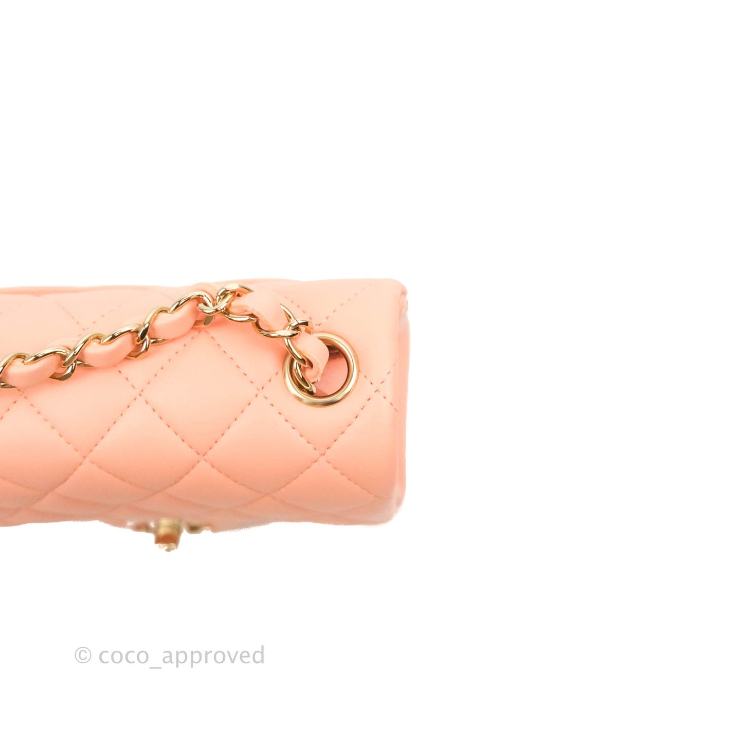 Chanel Quilted Mini Square Beige Pink Lambskin Gold Hardware