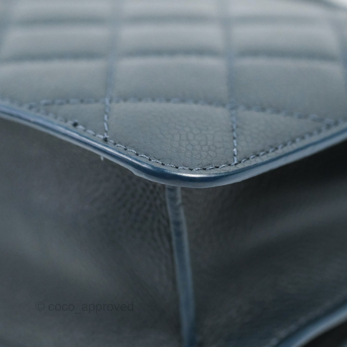 Chanel Small CC Box Flap Bag Prussian Blue Caviar Silver Hardware