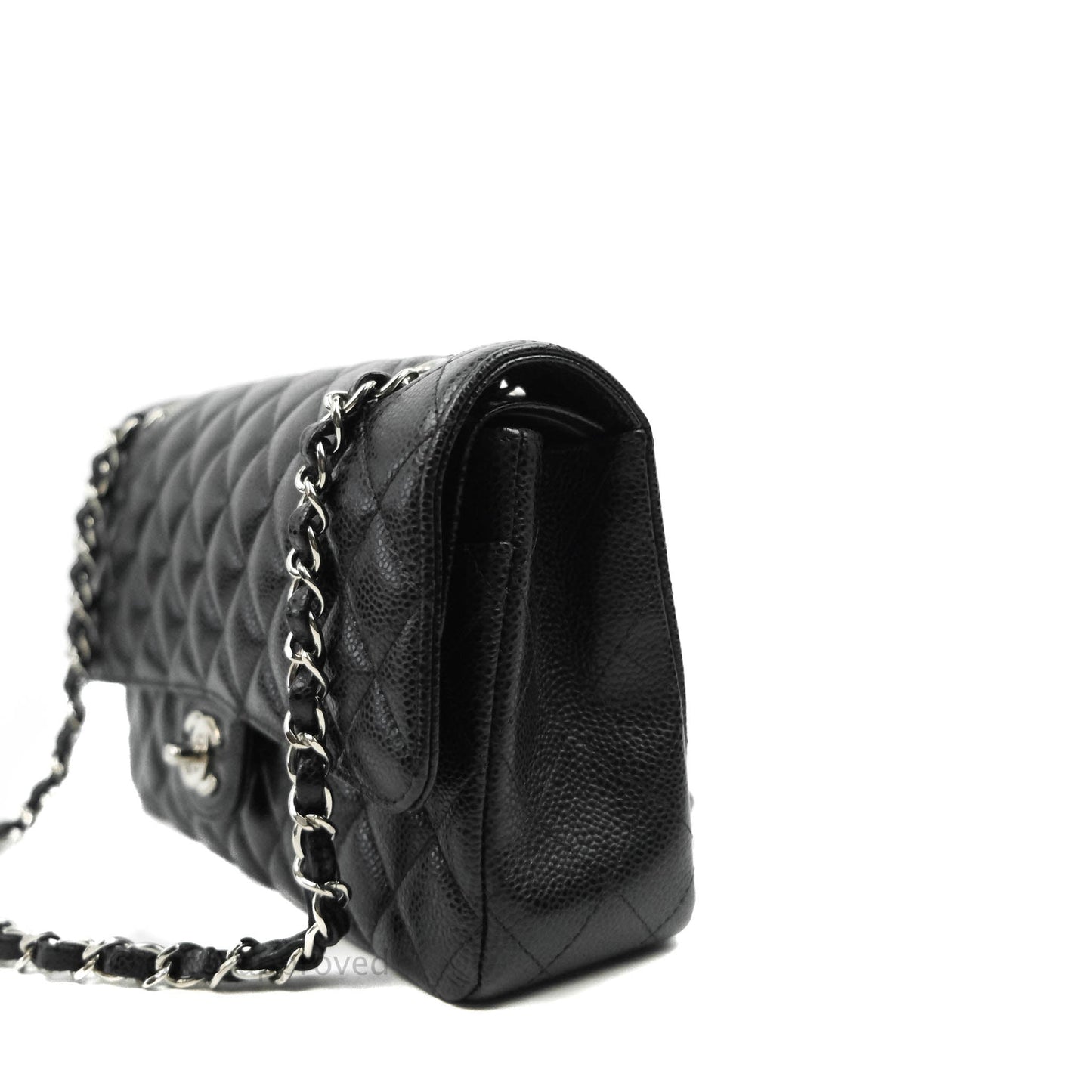 Chanel Classic Double Flap M/L Black Caviar Silver Hardware