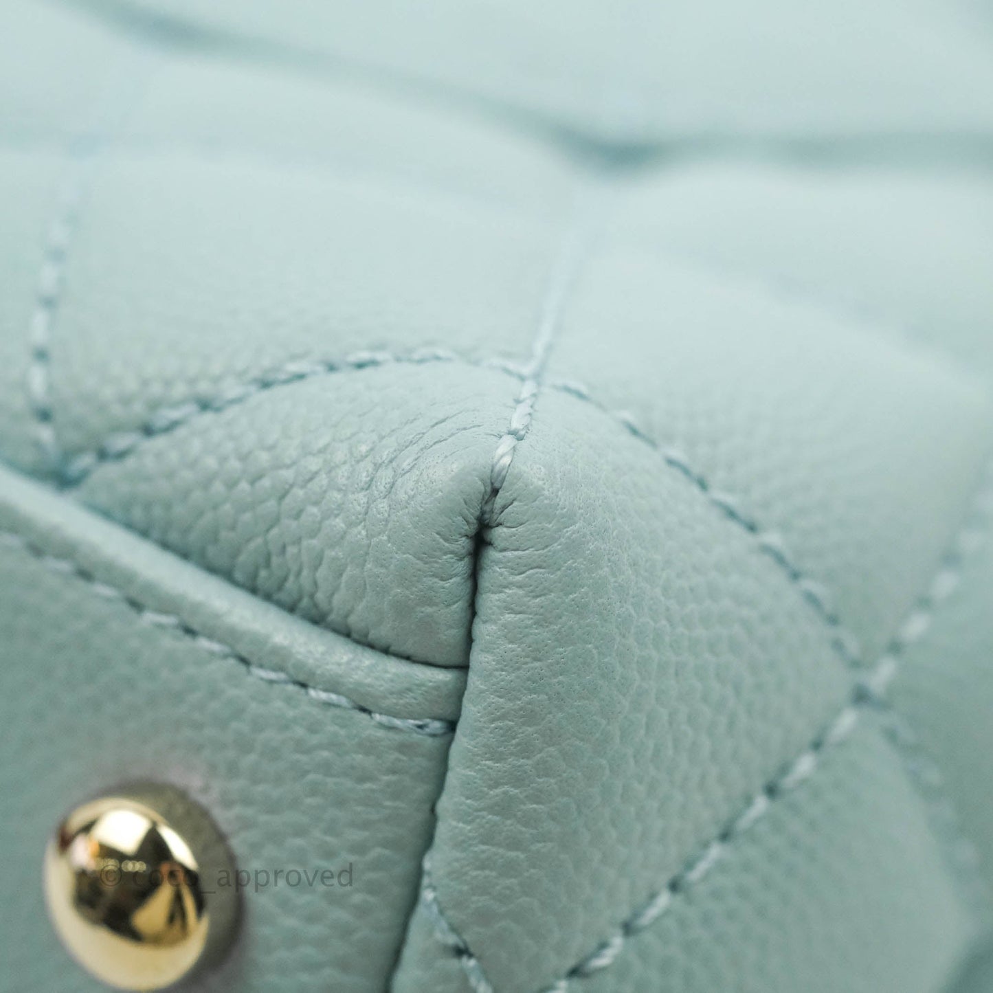 Chanel Mini Coco Handle Quilted Light Blue Caviar Gold Hardware