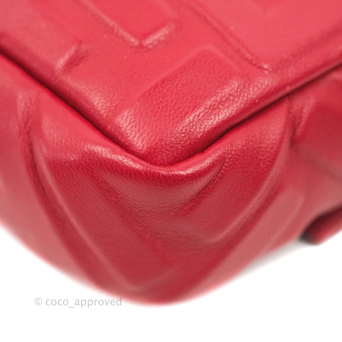 Fendi Nappa FF 1974 Embossed Mini Baguette Red