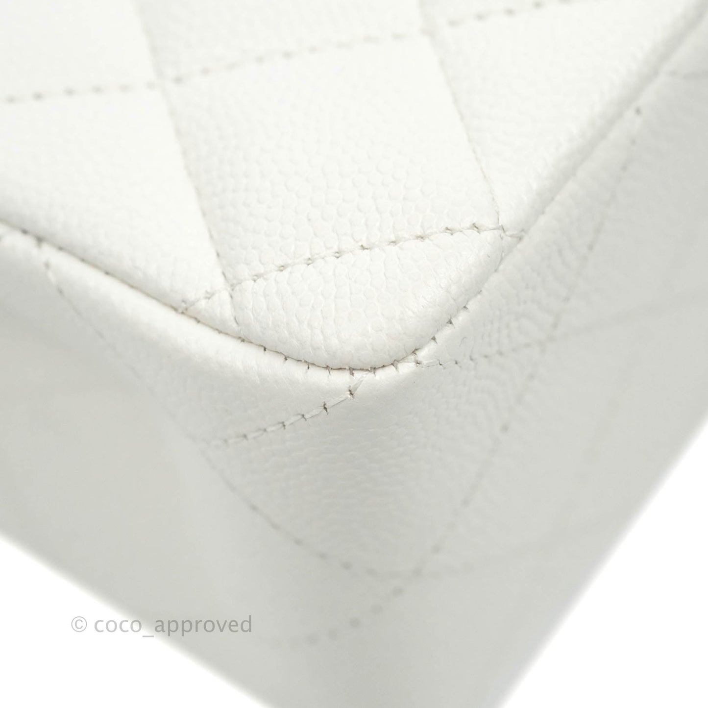 Chanel Small S/M Classic Quilted Flap White Caviar Gold Hardware