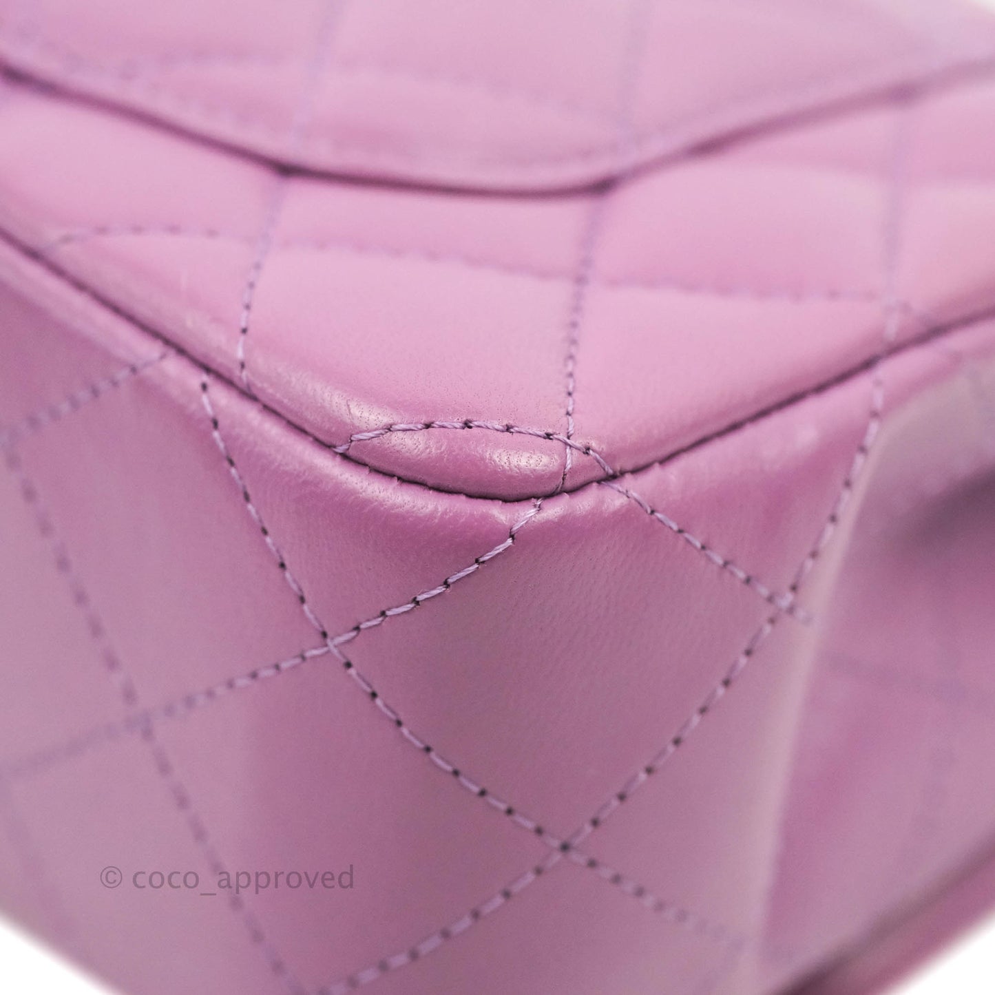 Chanel Quilted Mini Rectangular Flap Purple Lambskin Silver Hardware