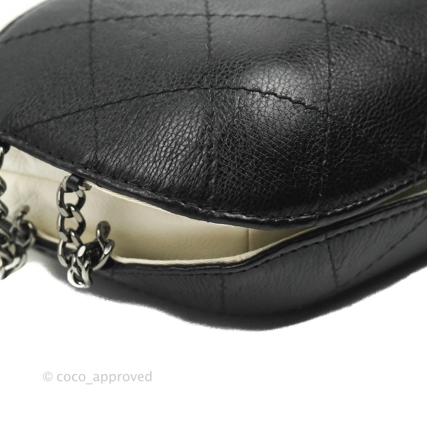 Chanel Small Gabrielle Drawstring Bag White Black Calfskin