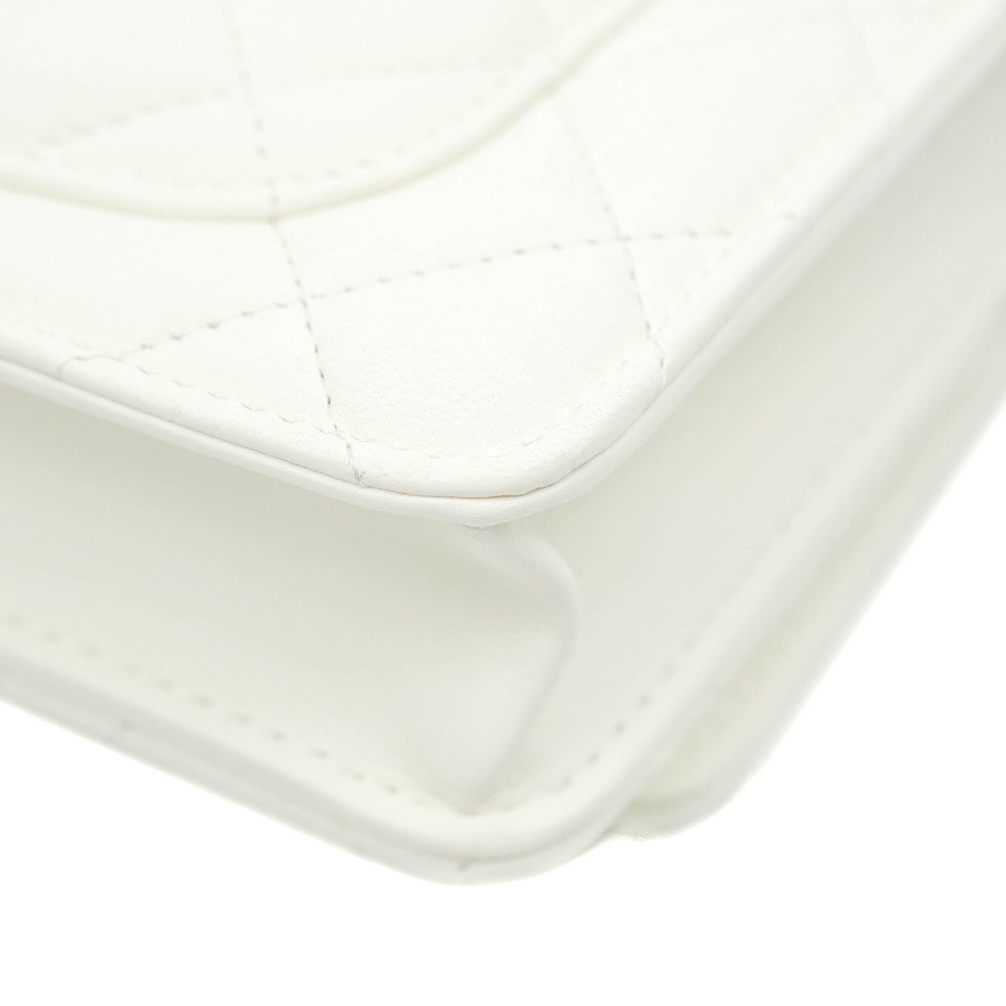 Chanel Quilted Pearl Crush Wallet on Chain WOC White Lambskin Aged Gold Hardware