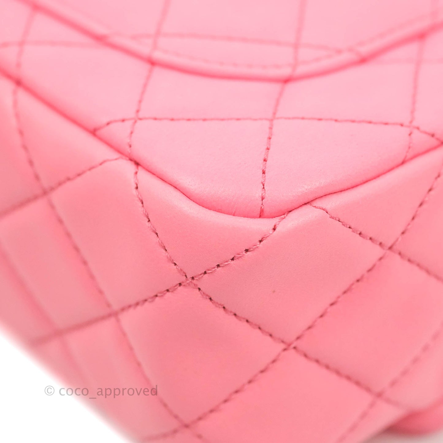 Chanel Mini Rectangular Pearl Crush Quilted Pink Lambskin Aged Gold Hardware