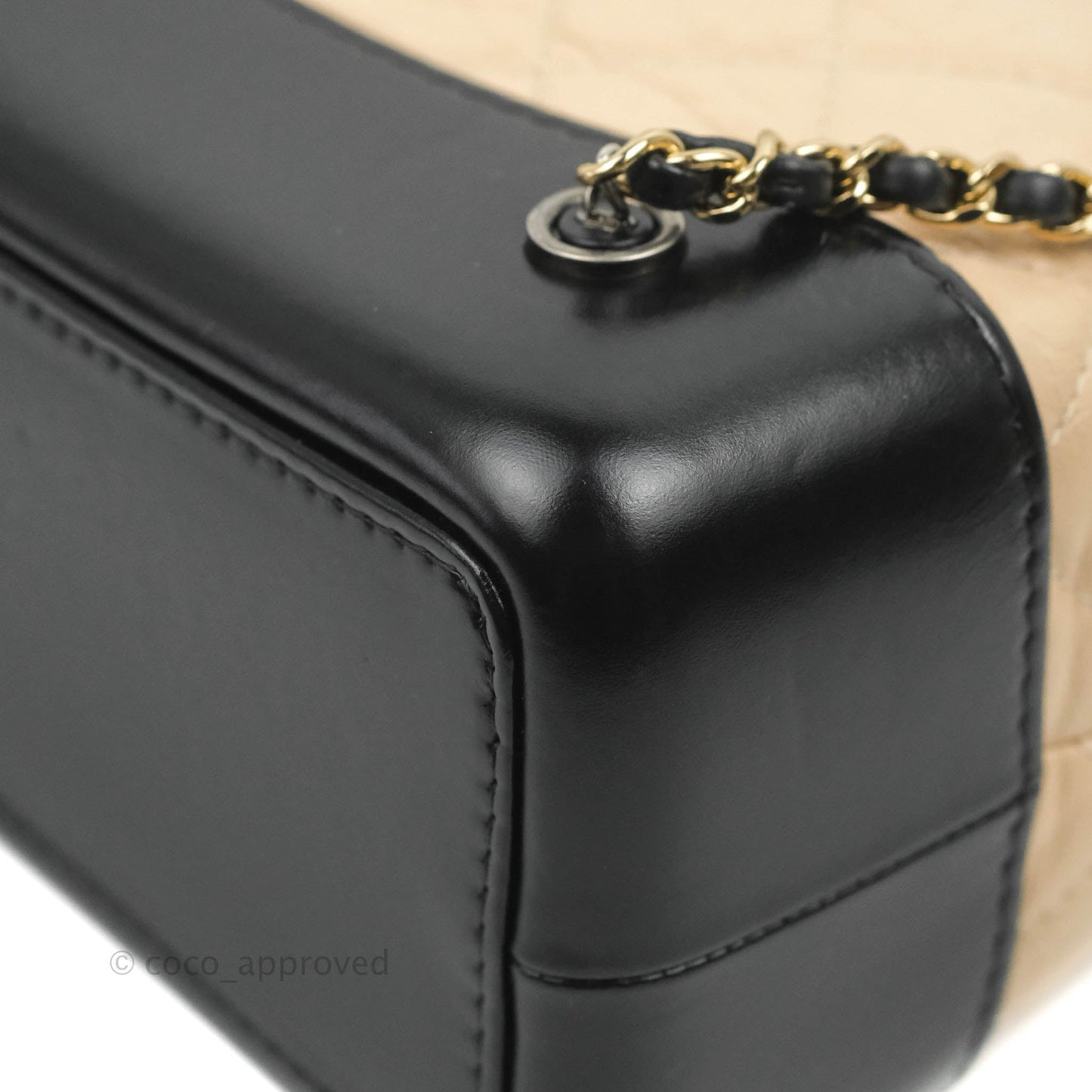 Chanel Small Gabrielle Backpack Beige Black Aged Calfskin