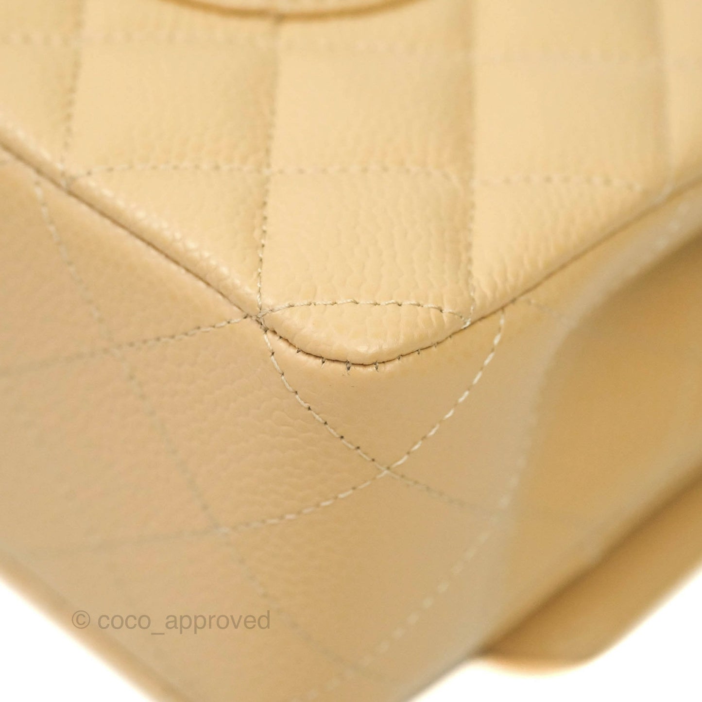 Chanel Classic M/L Medium Double Flap Beige Caviar Silver Hardware