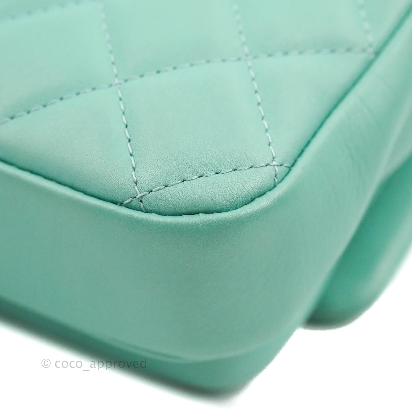Chanel Quilted Small Day Trip Tiffany Blue Green Lambskin Aged Gold Hardware