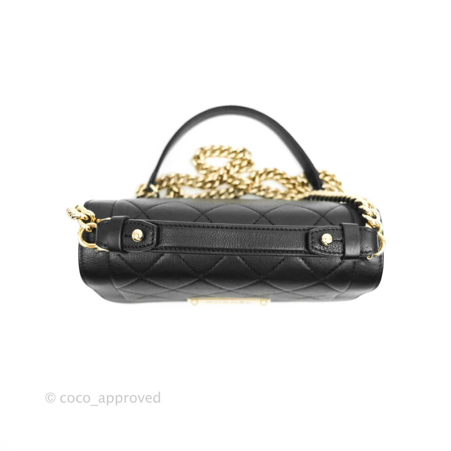 Chanel Quilted Small Label Click Flap Bag Black Grained Calfskin Gold Hardware
