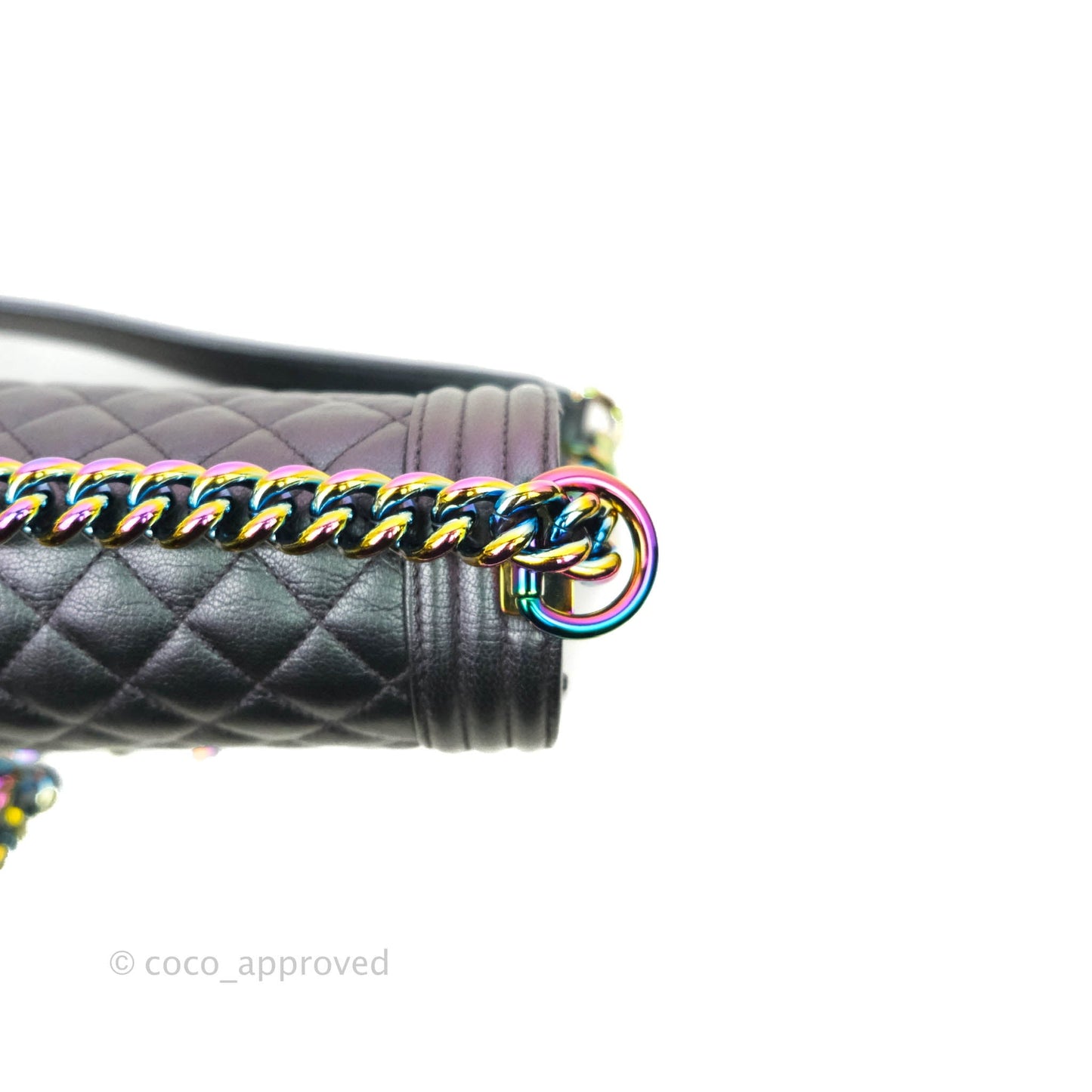 Chanel Medium Boy Bag Iridescent Purple Calfskin Mermaid Rainbow Hardware