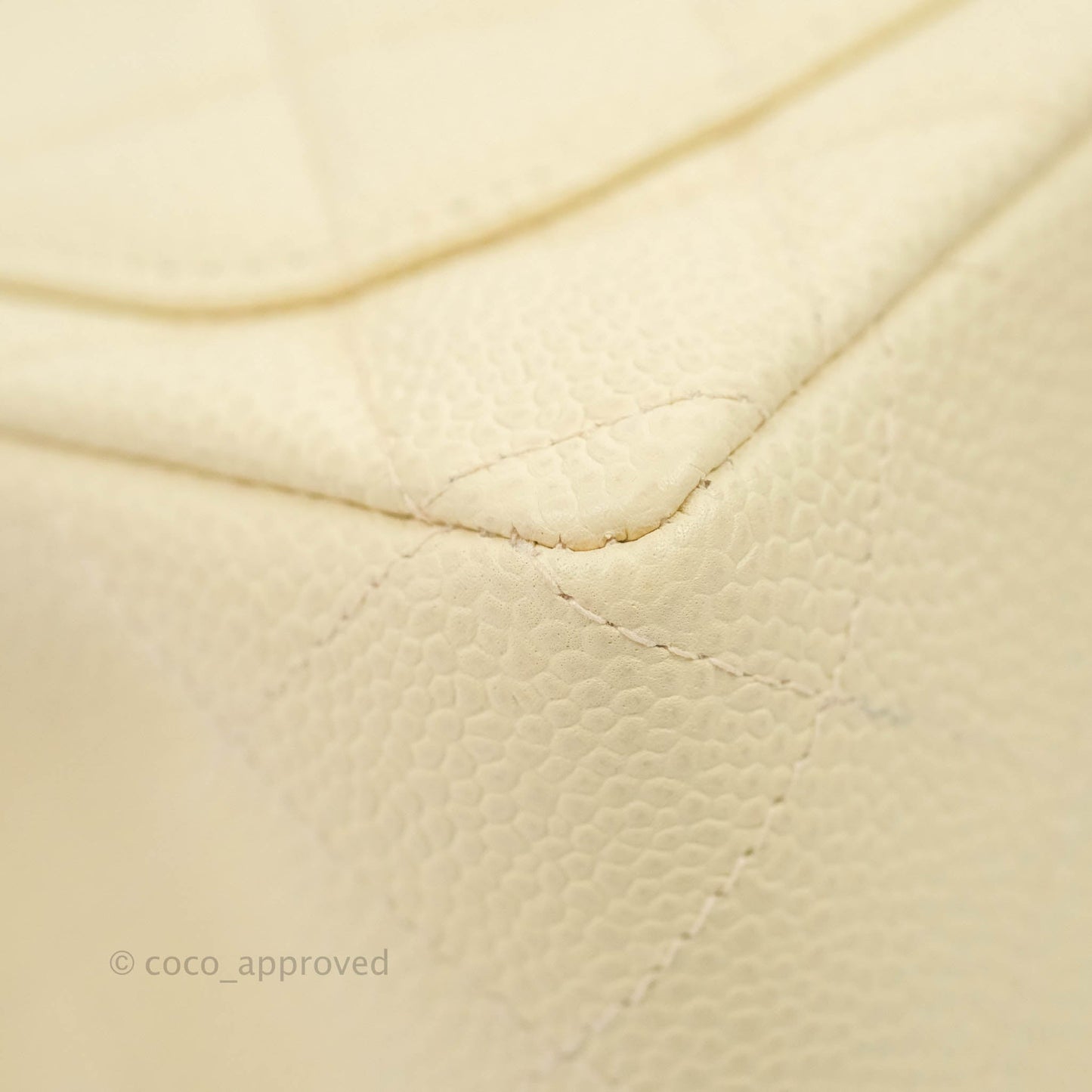 Chanel Vintage Quilted Mini Square Flap Pale Beige Caviar Silver Hardware