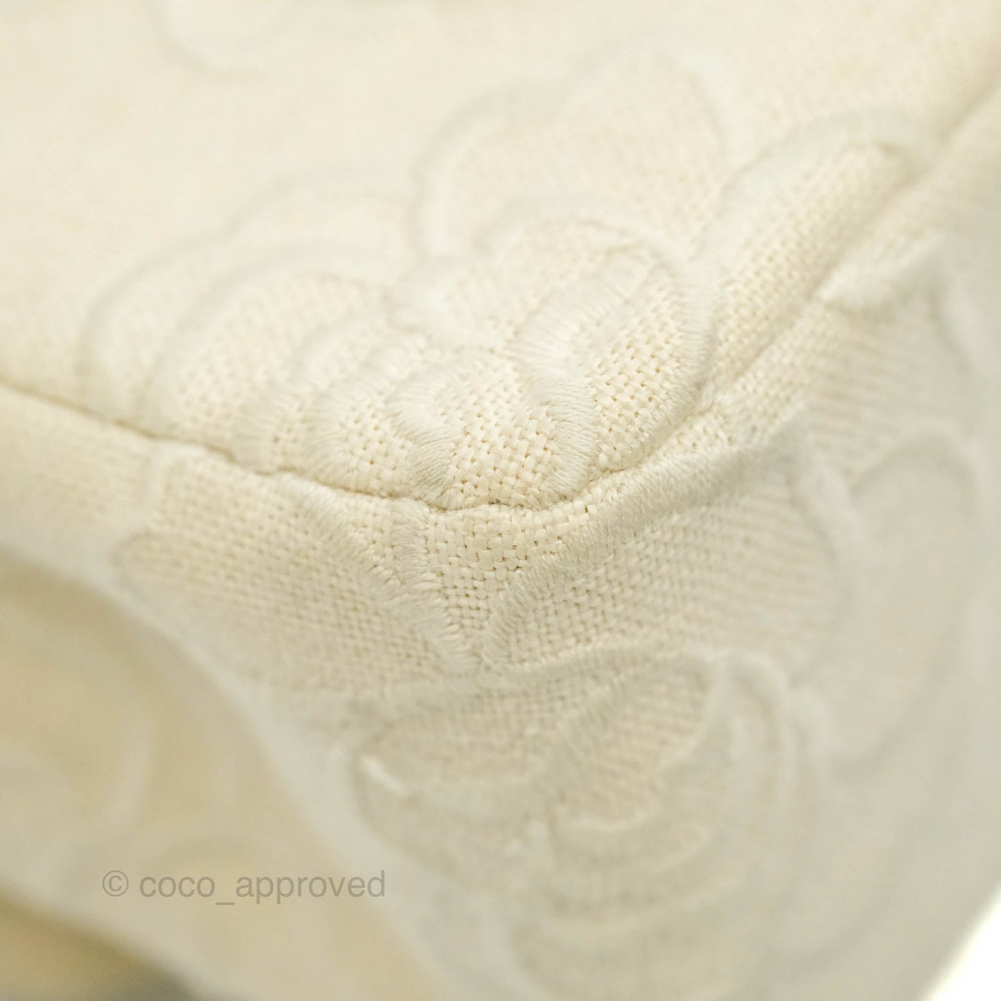 Chanel Small Flap Camellia Embroidered Ivory Beige Linen Canvas 24K Gold Hardware