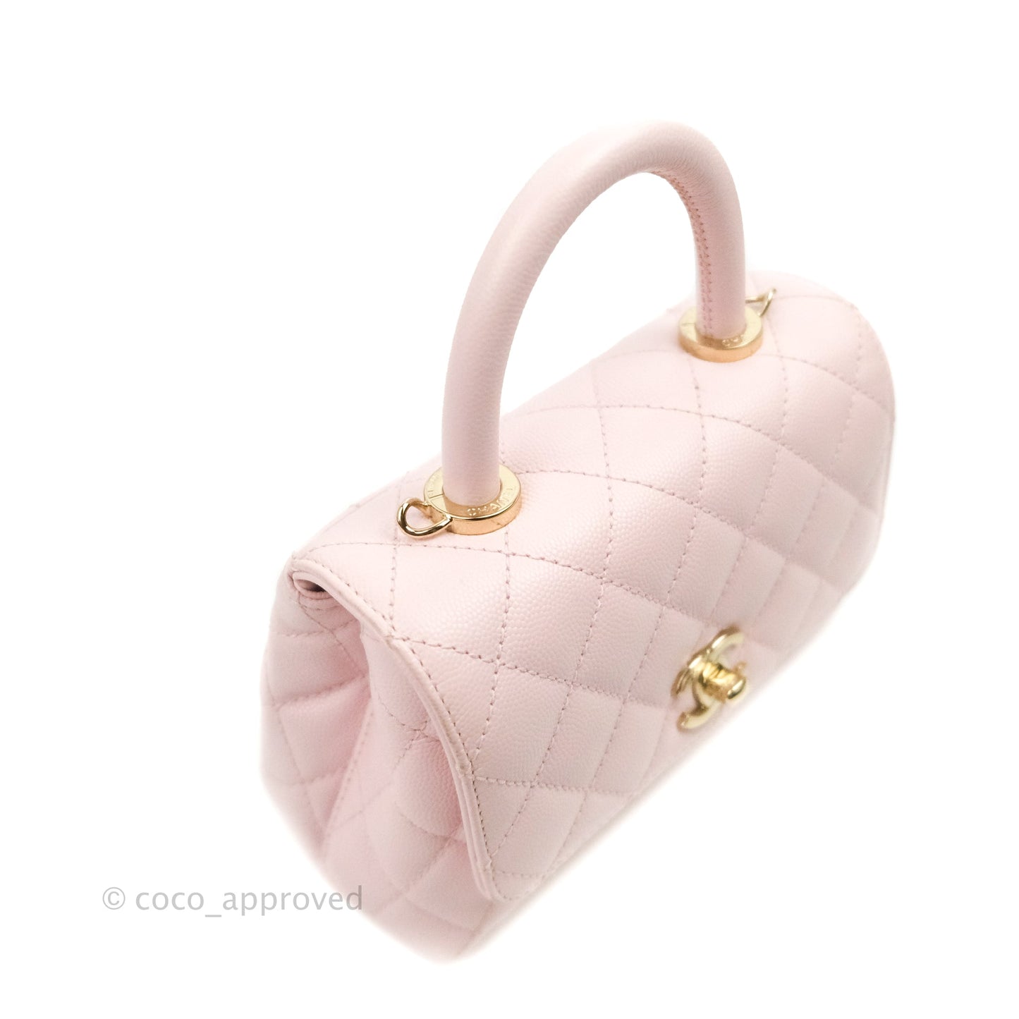 Chanel Mini Coco Handle Quilted Light Pink Caviar Gold Hardware