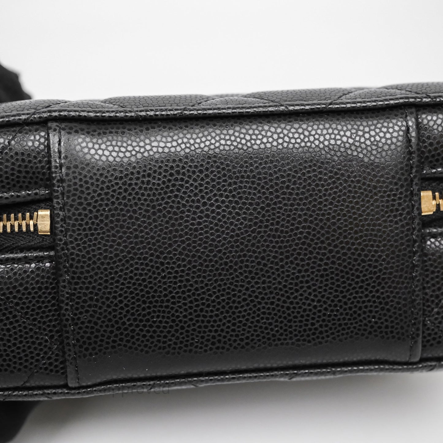 Chanel Quilted CC Coins Purse Chain Camera Case Black Caviar Aged Gold Hardware