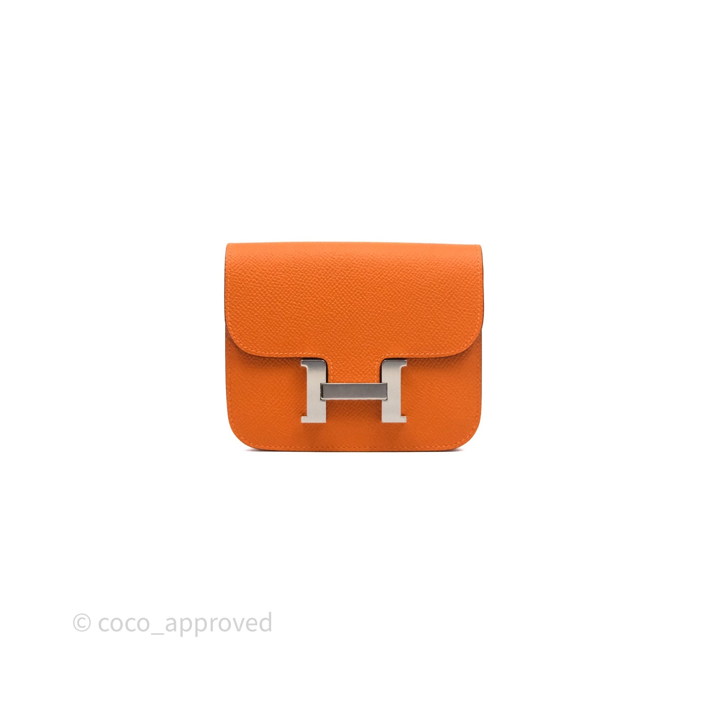 Hermès Constance Slim Wallet Orange 93 Epsom Palladium Hardware