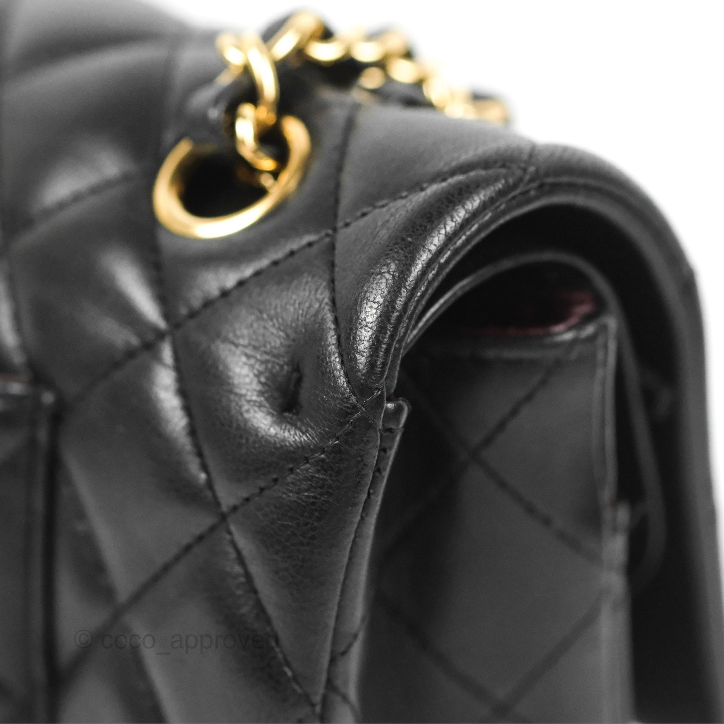 Chanel Classic M/L Medium Flap Quilted Black Lambskin Gold Hardware