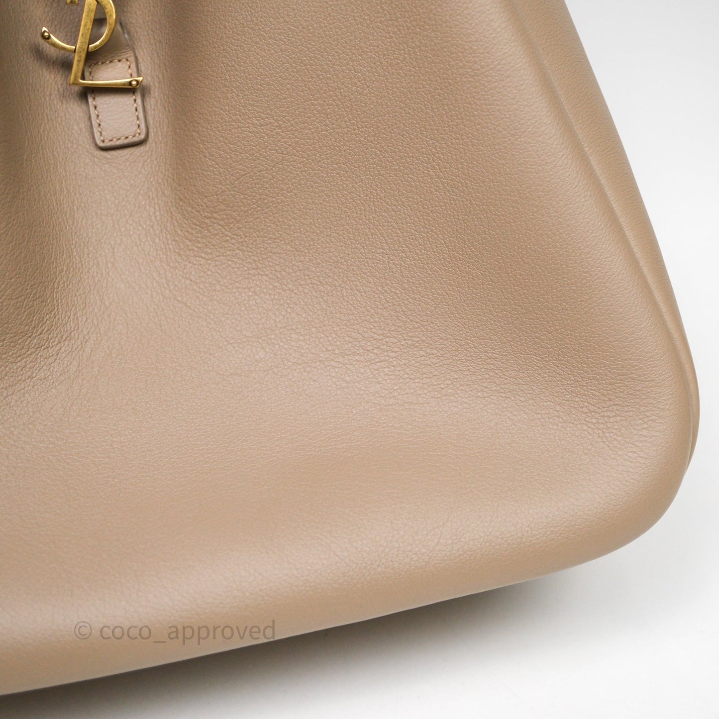 Saint Laurent LE 5 à 7 Supple Large Dusty Grey Grained Leather Gold Hardware