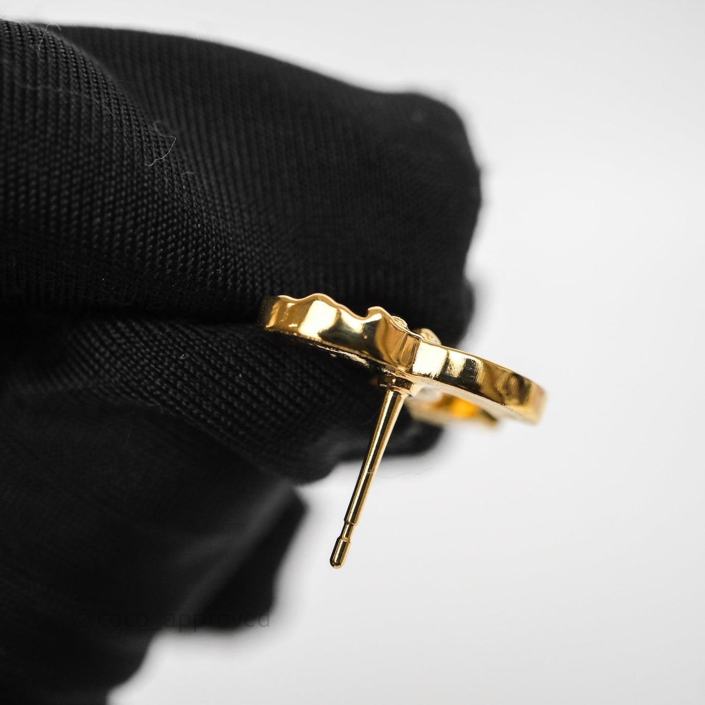 Chanel Crystal CC Earrings Gold Tone 26C