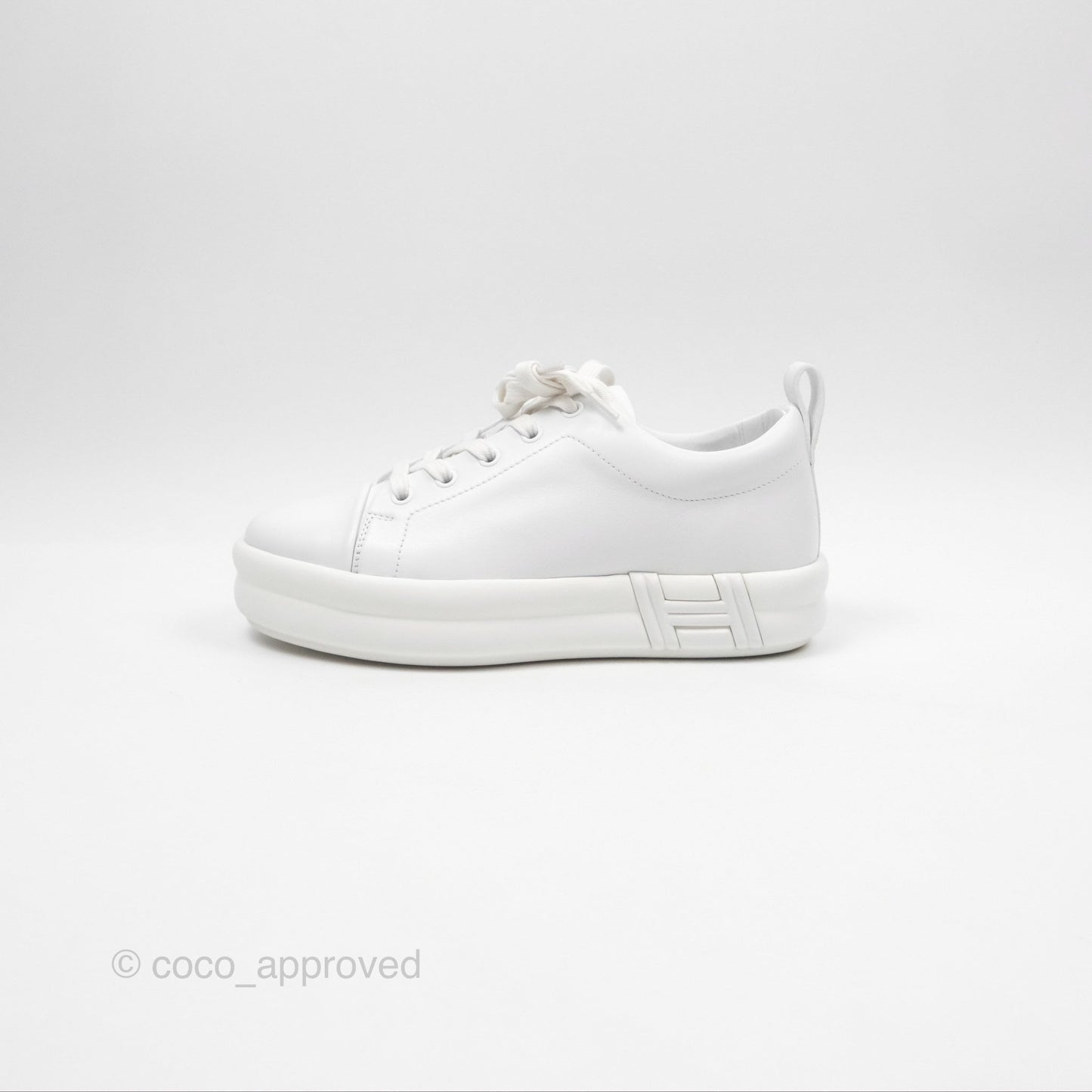 Hermès Happy Sneaker in White Calfskin Size 36.5