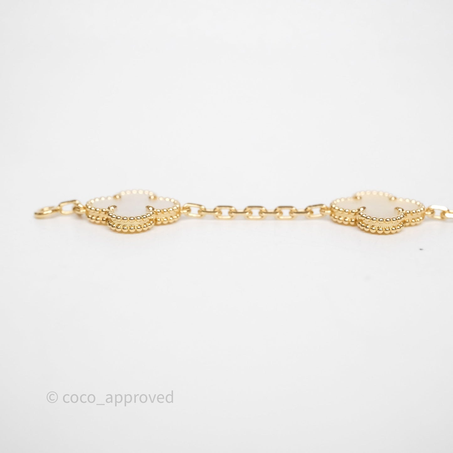 Van Cleef & Arpels Vintage Alhambra 5 Motifs White Yellow Gold Bracelet