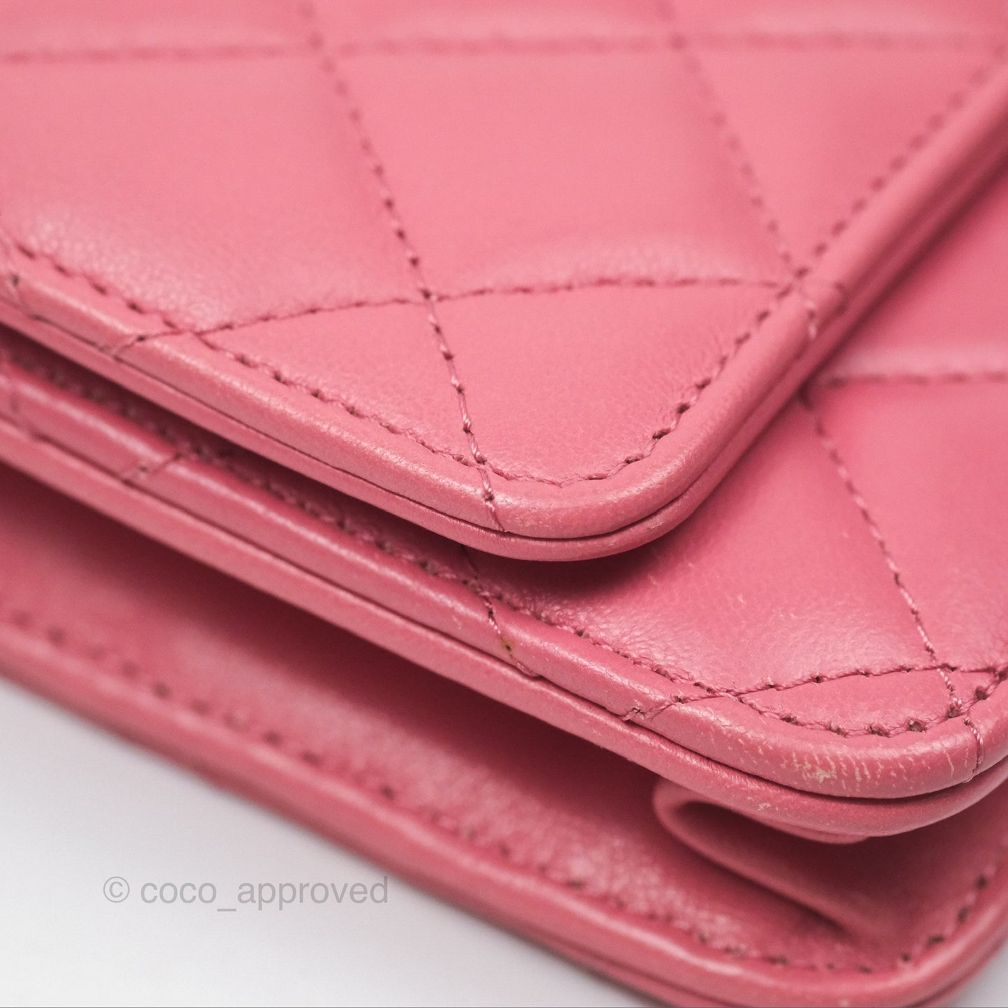 Chanel All Slide Wallet on Chain WOC Adjustable Chain Quilted Pink Lambskin
