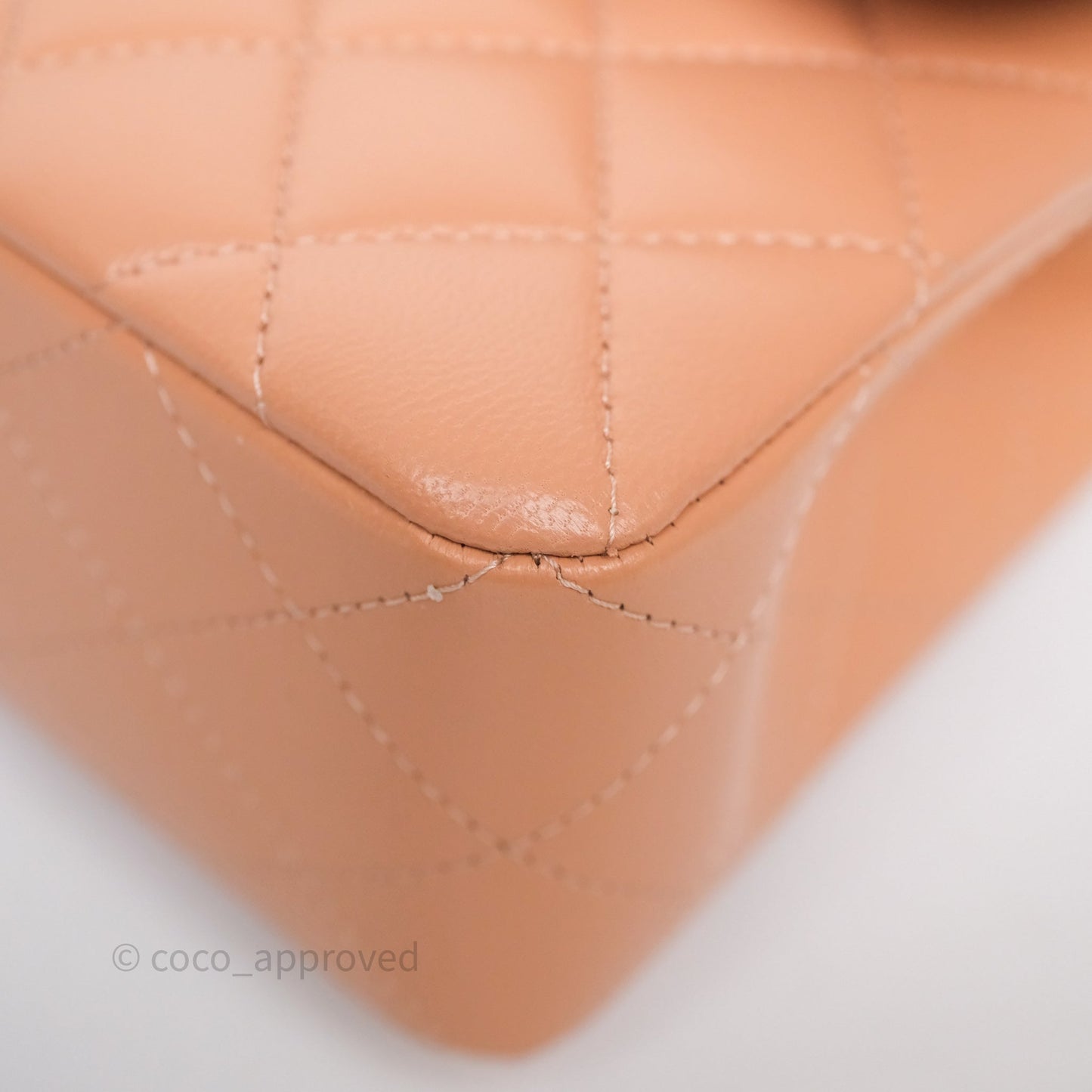 Chanel Small Classic Flap Quilted Dark Peach Beige Lambskin Gold Hardware