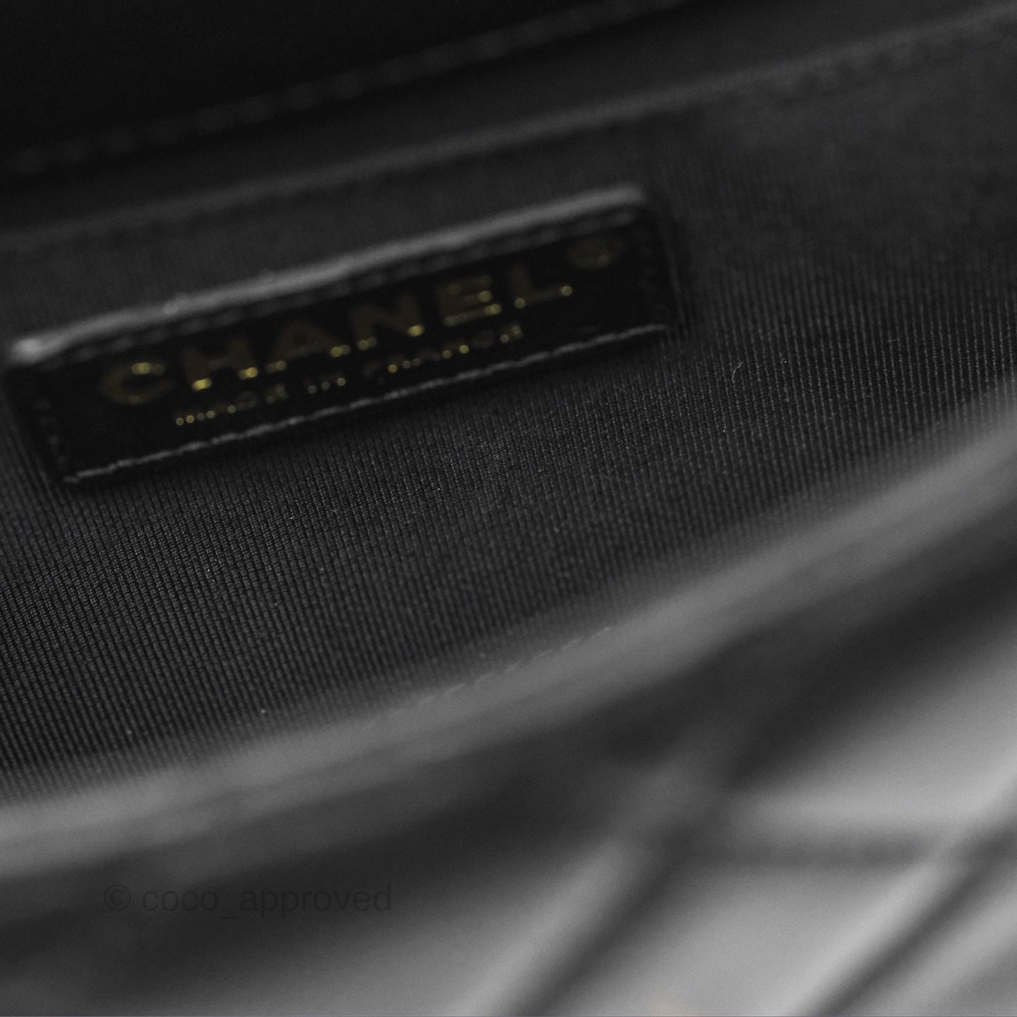 Chanel Logo Pearl Chain Flap Bag Black Lambskin Gold Hardware
