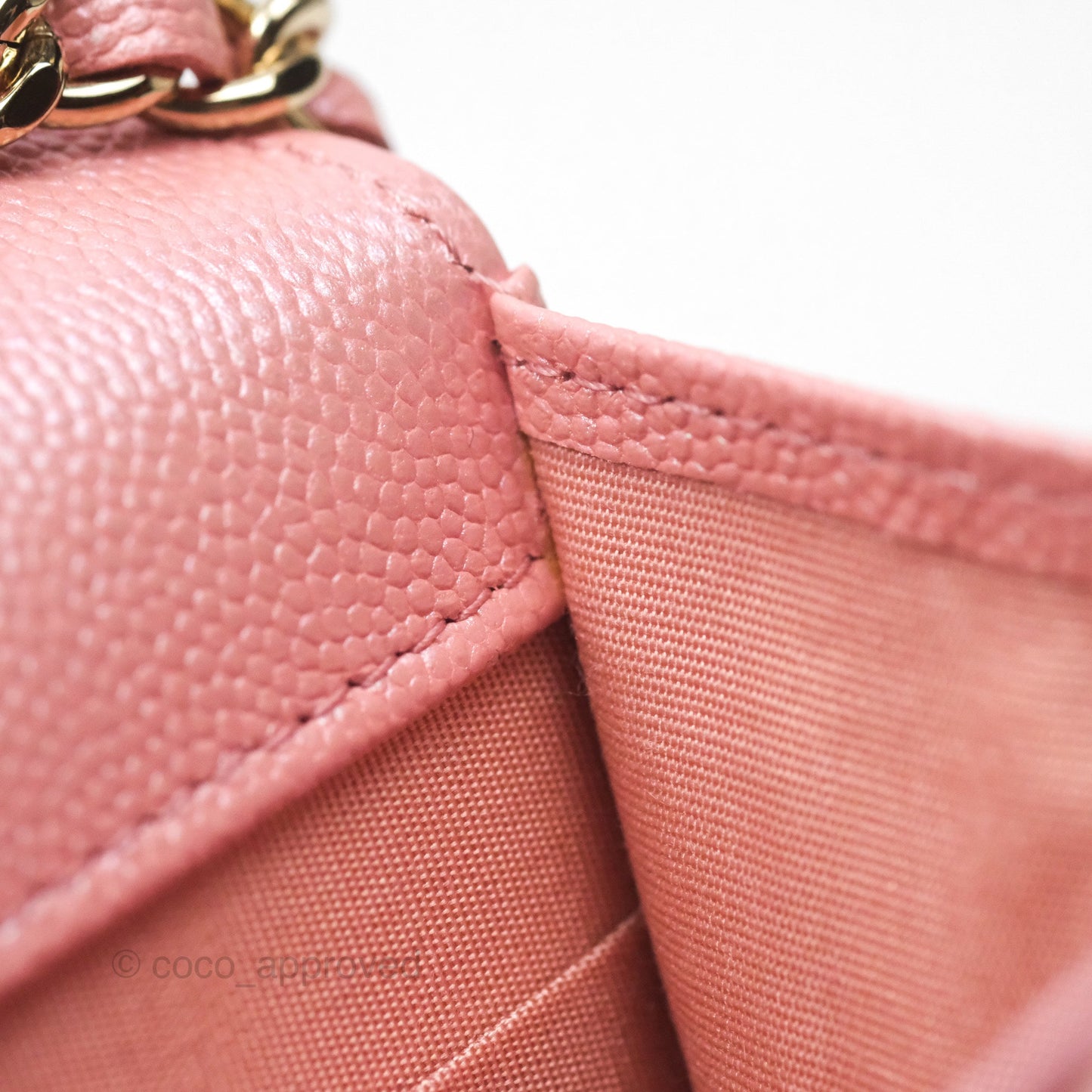 Chanel Classic Quilted Wallet on Chain WOC Iridescent Pink Caviar Gold Hardware