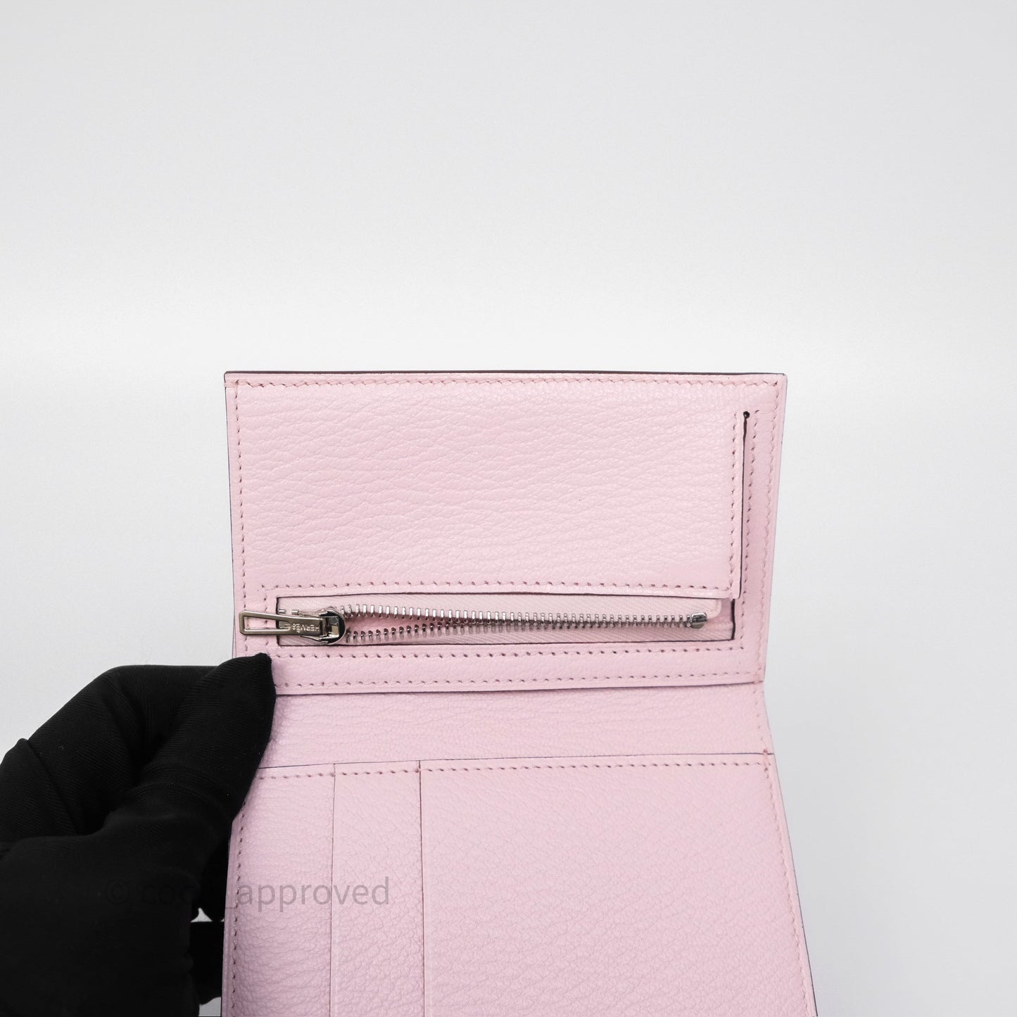Hermes Bearn Trifold Compact Wallet Rose Darling M7 Chevre Mysore Palladium Hardware