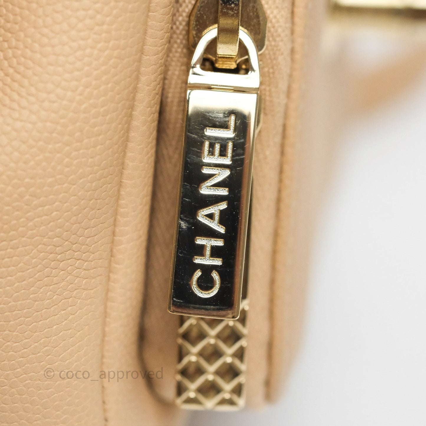 Chanel Small Business Affinity Flap Quilted Beige Caviar Gold Hardware