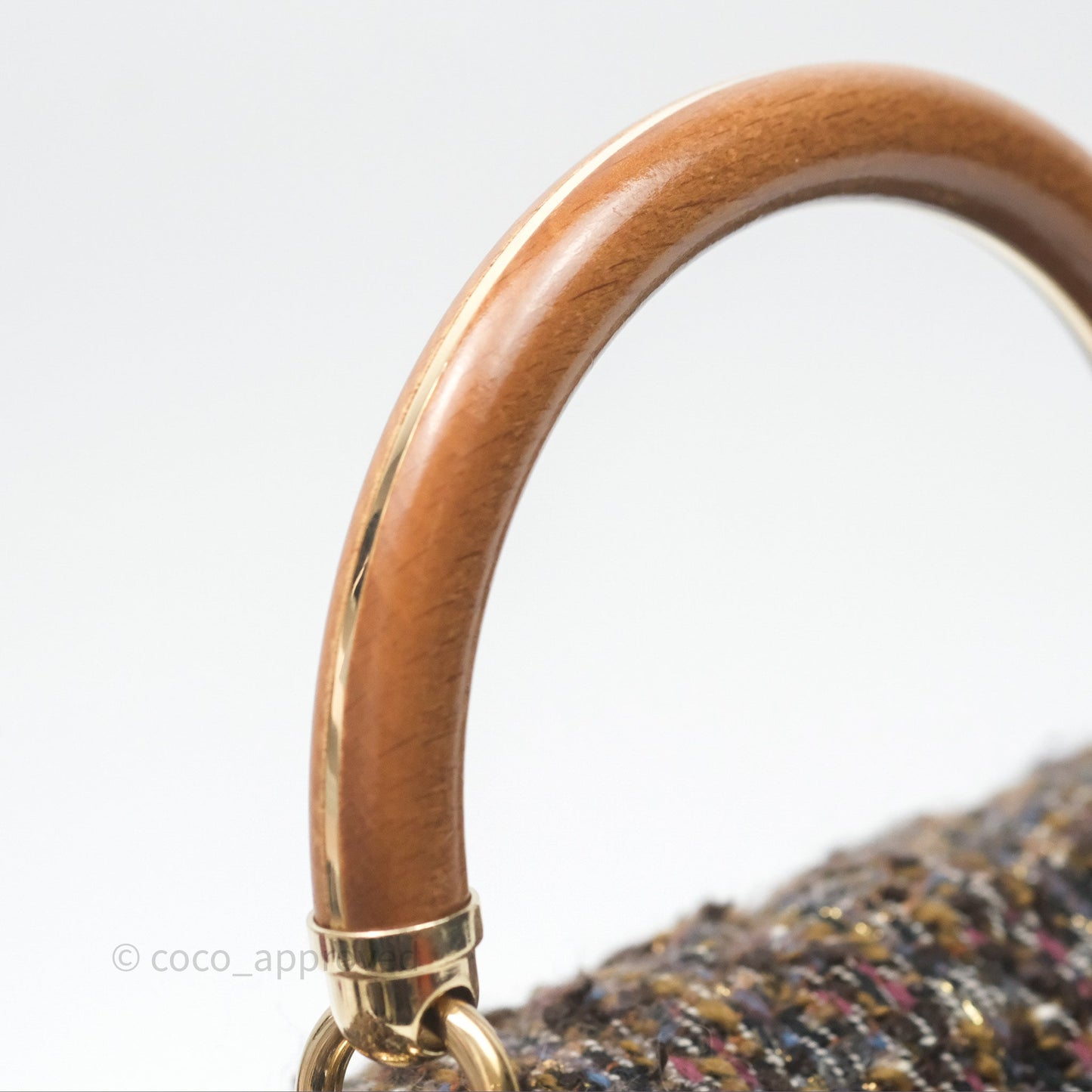 Chanel Top Handle Flap Bag Tweed Gold Hardware