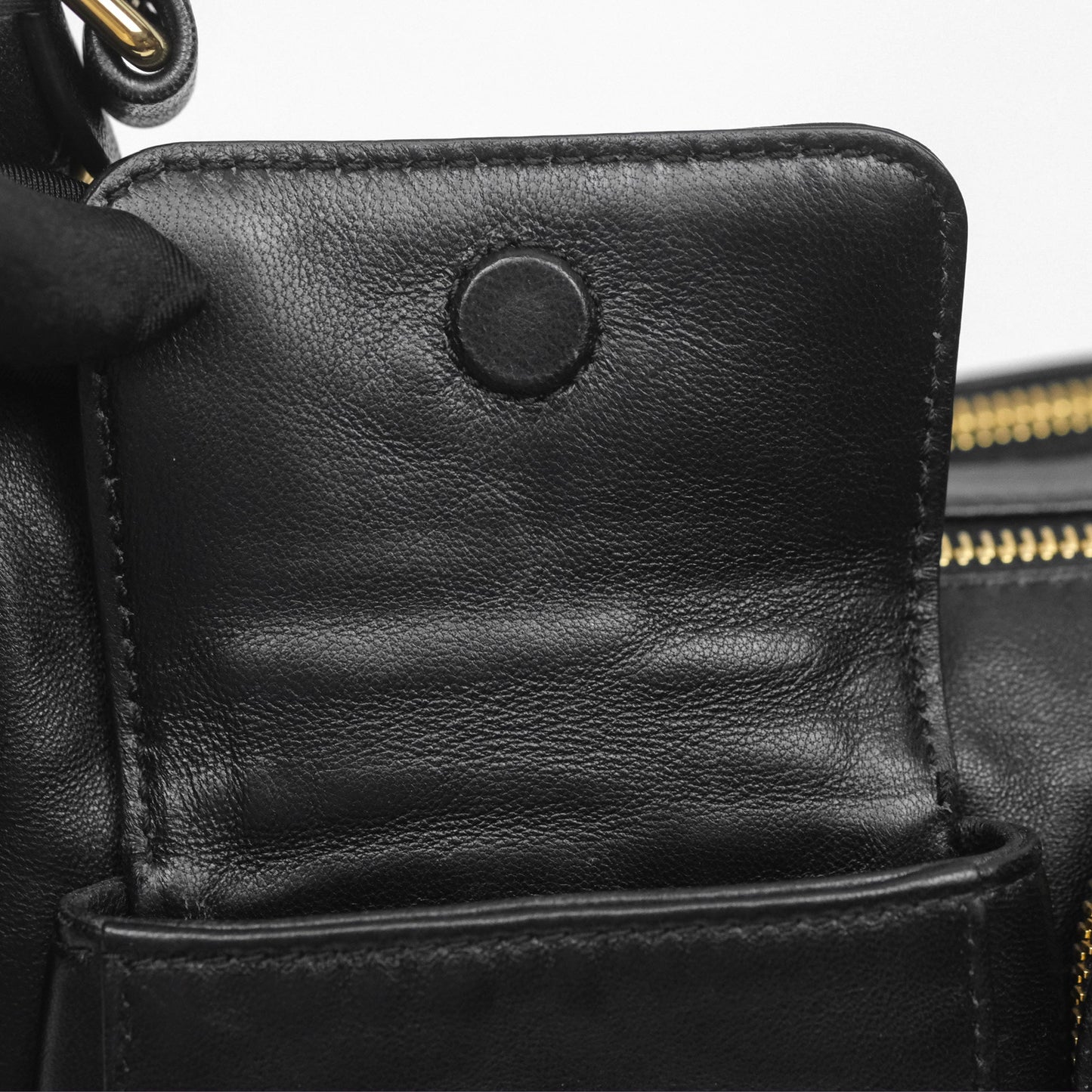 Miu Miu Nappa Leather Pocket Bag Black Lambskin Gold Hardware