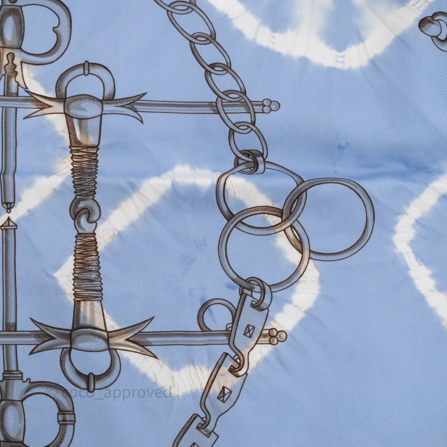 Hermès Mors et Gourmettes Scarf Light Blue
