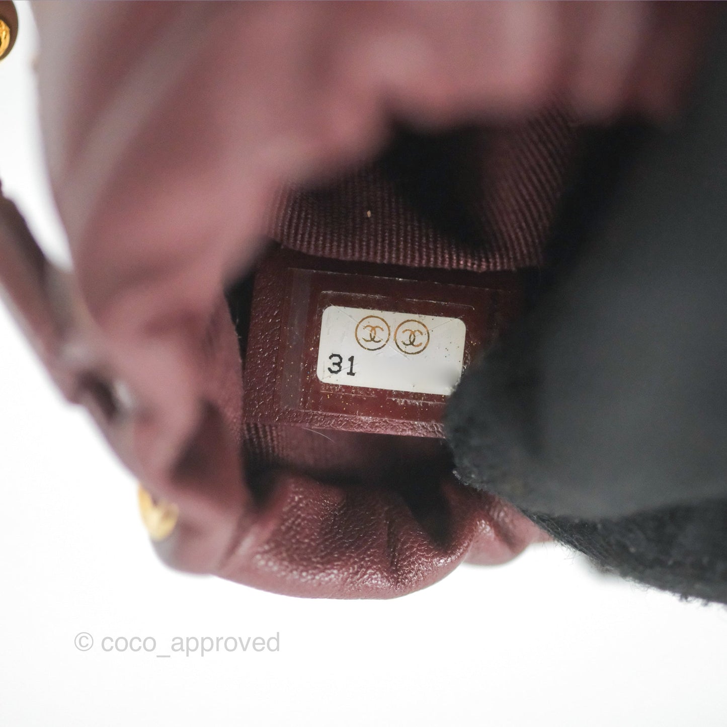 Chanel Mini Bucket Bag with Fluffy Chain Burgundy Lambskin Gold Hardware