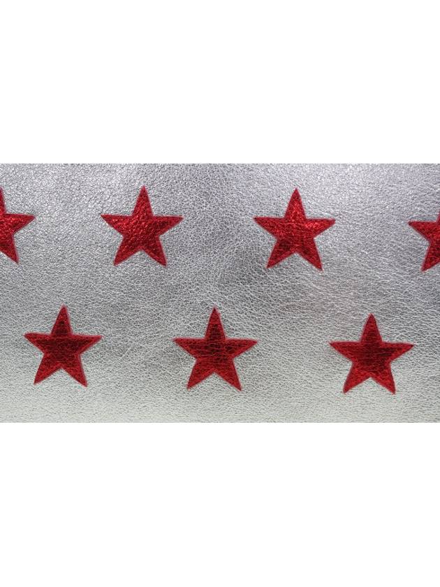 Luxury Saint Laurent Red Star Point Clutch Bag Silver