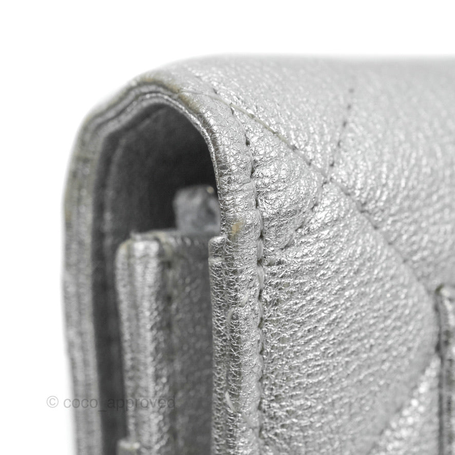 Chanel Quilted Wallet on Chain WOC Silver Lambskin Silver Hardware
