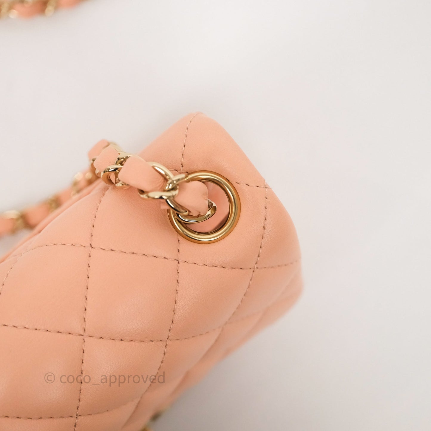 Chanel Mini Square Flap Quilted Orange Clair Lambskin Gold Hardware