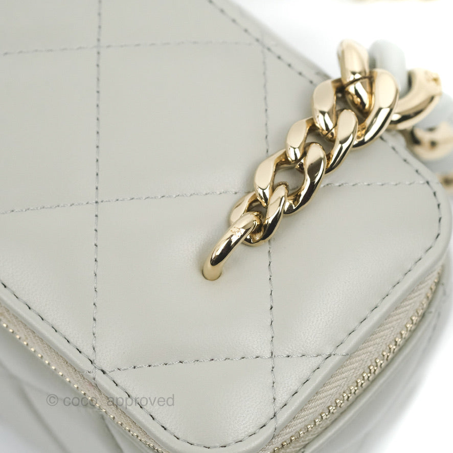 Chanel Vanity with Resin Chain Grey Lambskin Gold Hardware