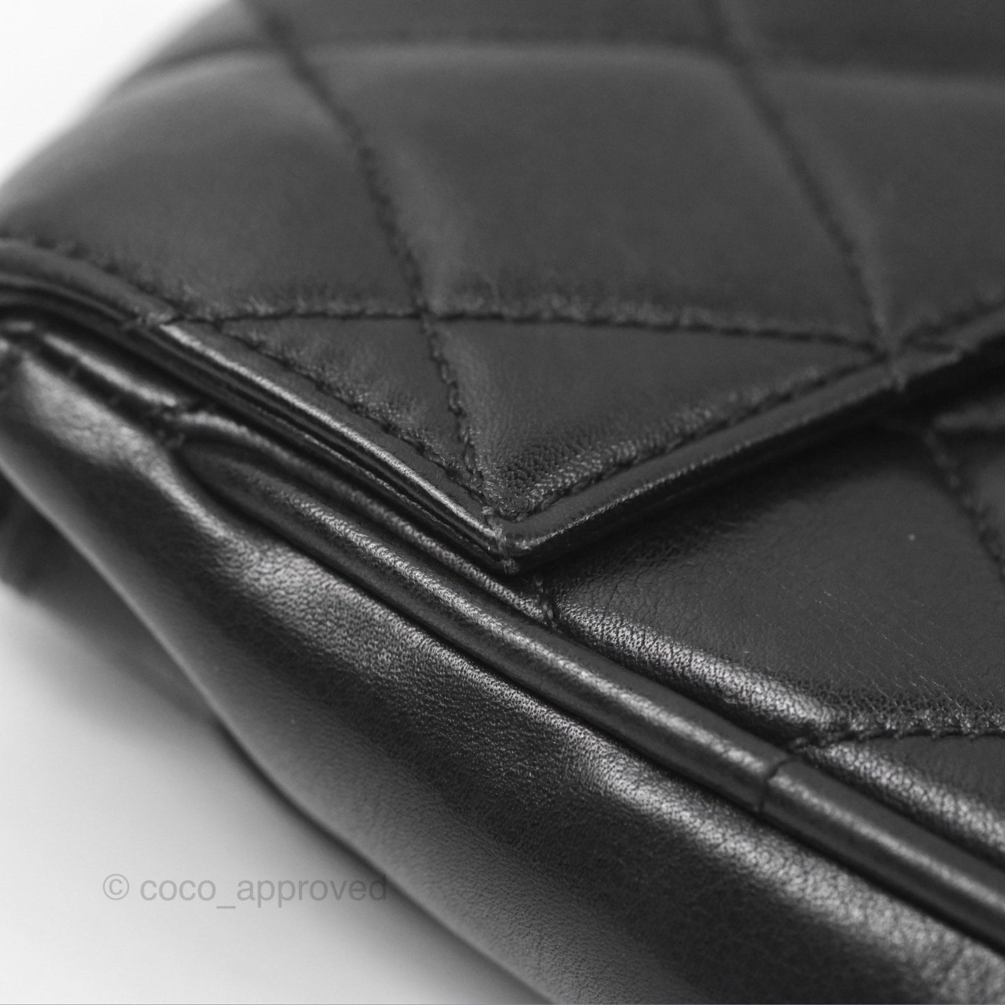 Chanel Vintage Belt Bag Quilted Black Lambskin 24K Gold Hardware