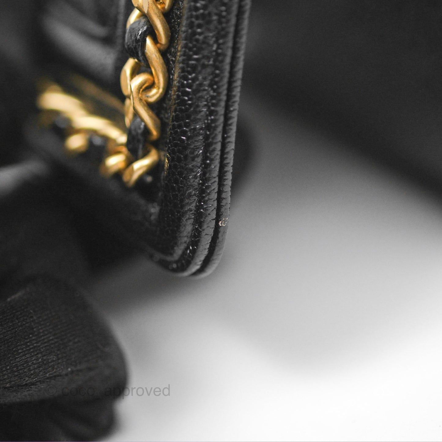 Chanel Small Chain Around Boy Quilted Black Caviar Aged Gold Hardware