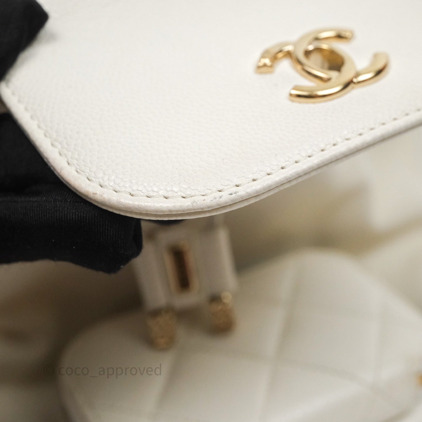 Chanel Quilted Business Affinity Backpack Ivory White Caviar Gold Hardware