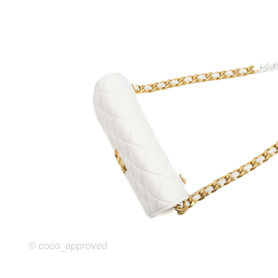Chanel Mini Resin Chain Wallet on Chain WOC White Lambskin Gold Hardware