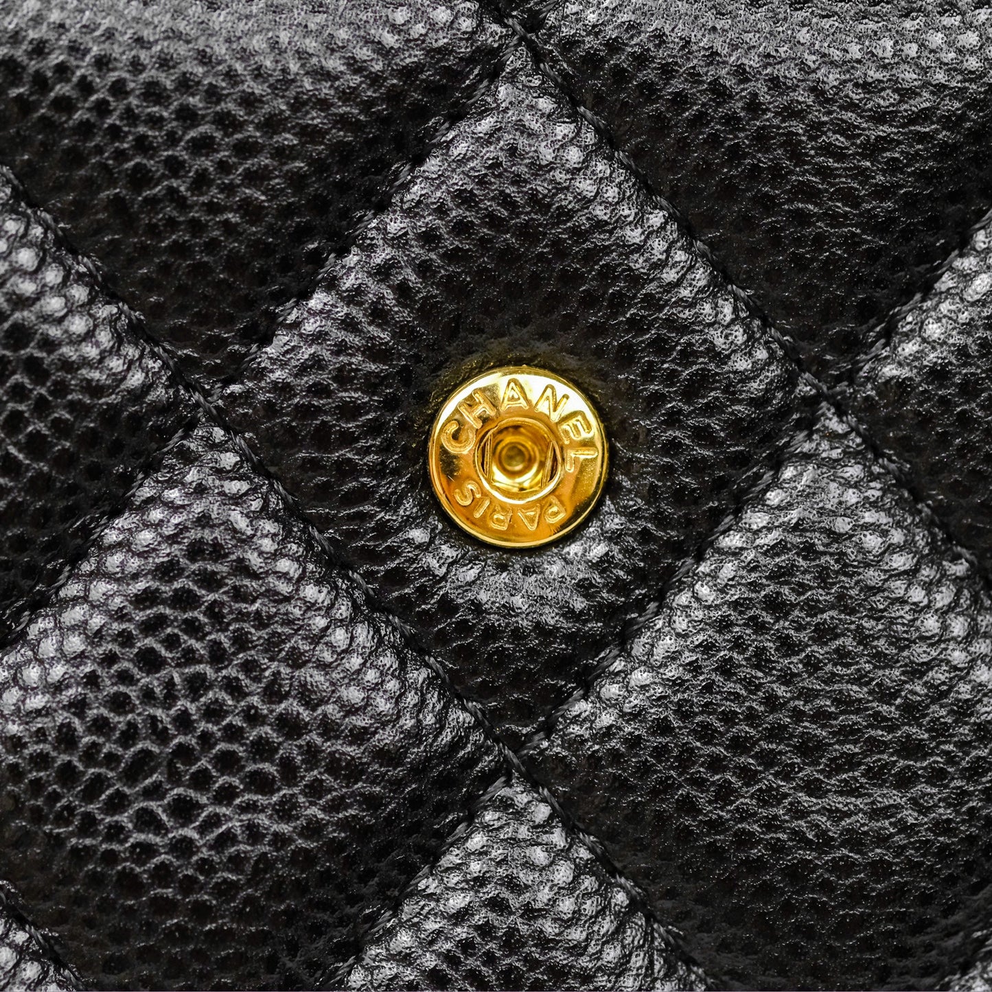 Chanel Miss Coco Clutch With Chain Quilted Black Caviar Gold Hardware