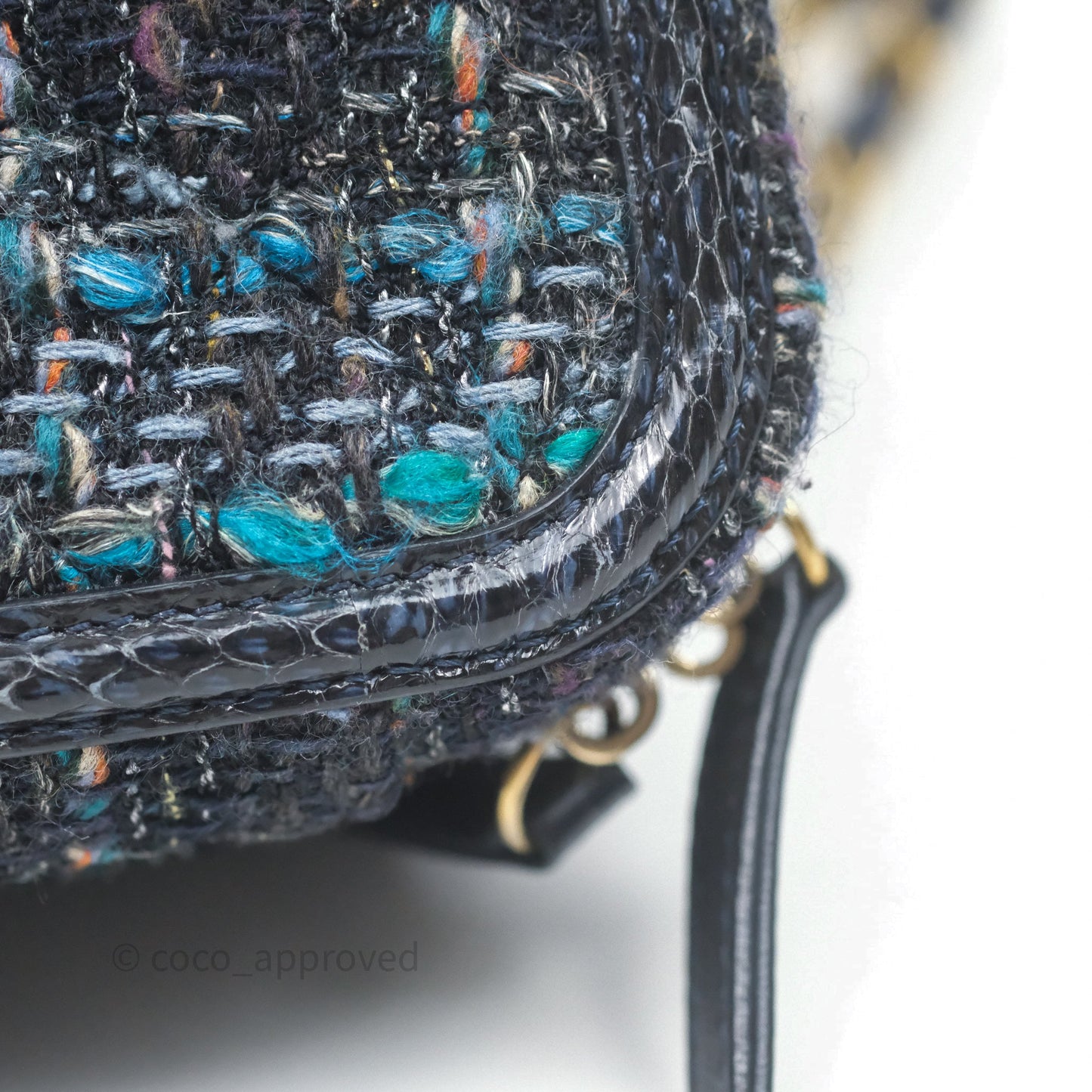 Chanel Medium CC Filigree Vanity Case Navy Tweed Python