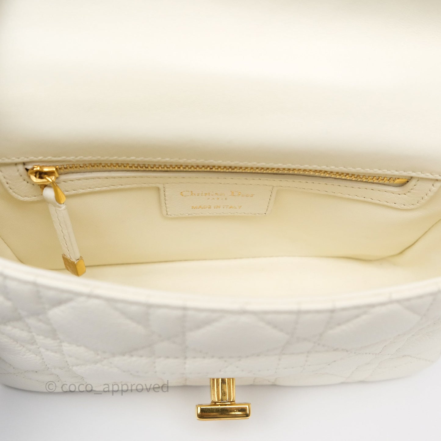 Dior Small Caro Bag Latte Supple Cannage Calfskin