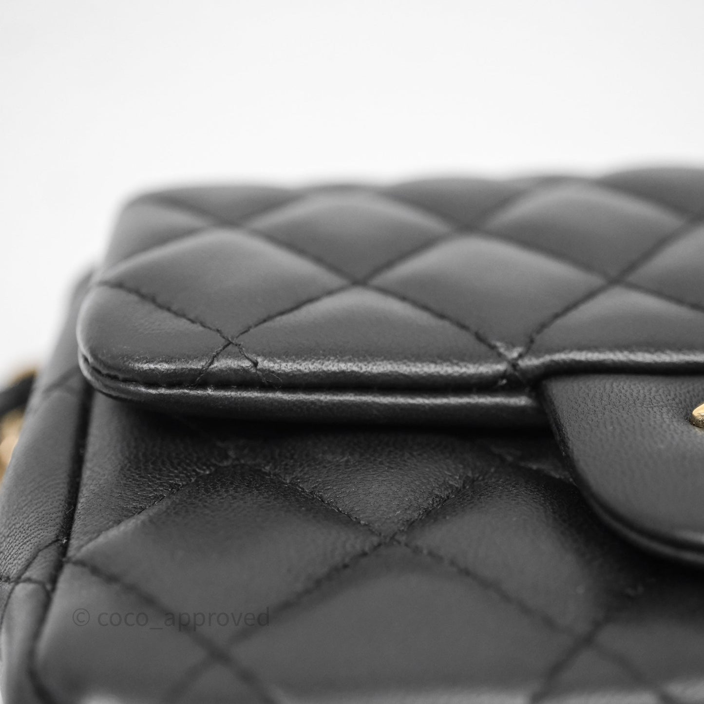 Chanel Mini Square Quilted Black Lambskin Gold Hardware